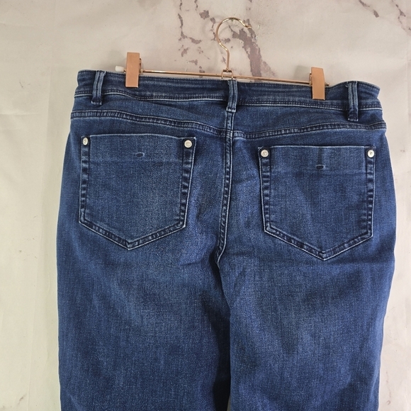 J Jill Jeans Womens 10 Authentic Stretch Slim Ankle Crop Denim Dark Wash Skinny - Picture 7 of 13